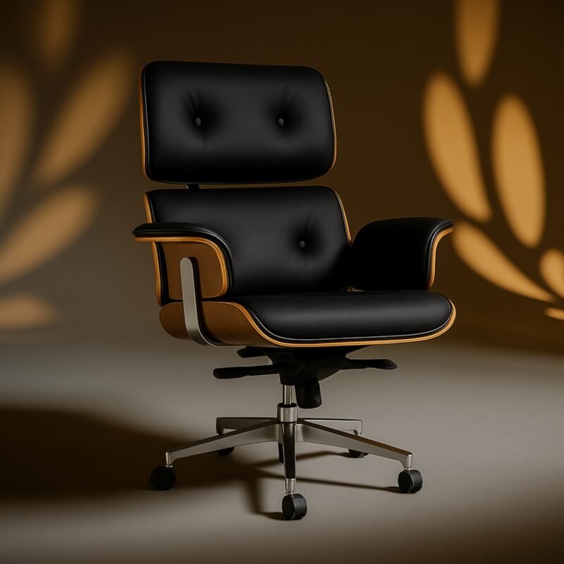 fauteuil bureau design pied acier poli