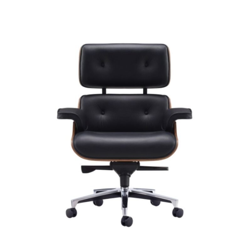 fauteuil de bureau en cuir veritable noir