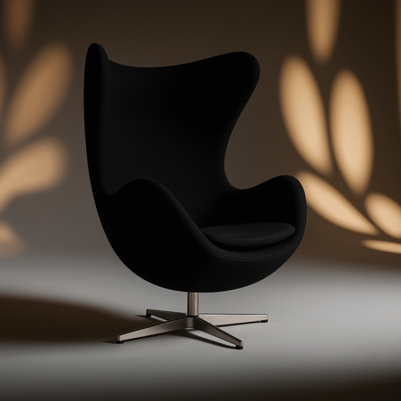 fauteuil oeuf sur pied interieur noir