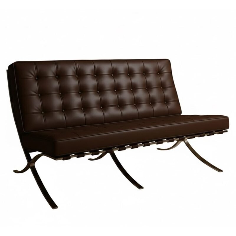 fauteuil 2 places cuir italien marron deveci design