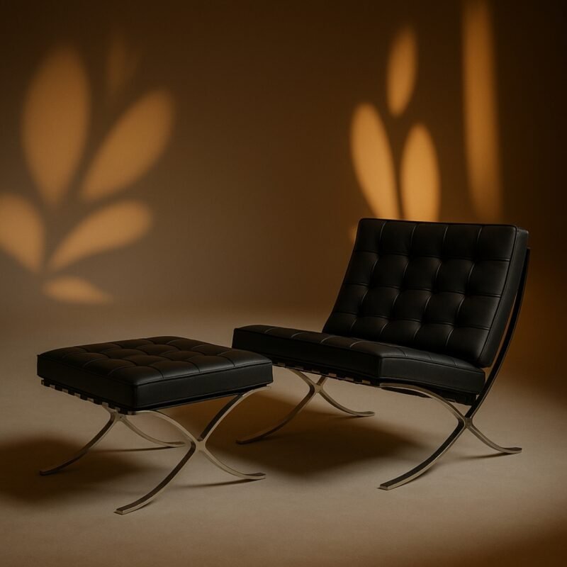 fauteuil avec repose pied design en cuir noir