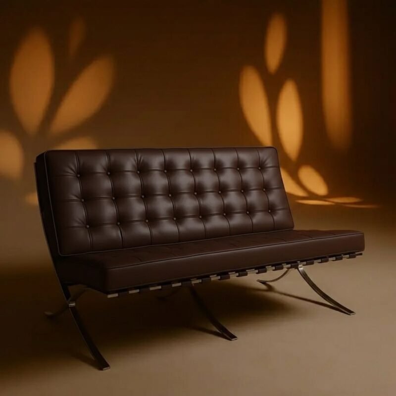 fauteuil cuir moderne 2 places marron deveci desig