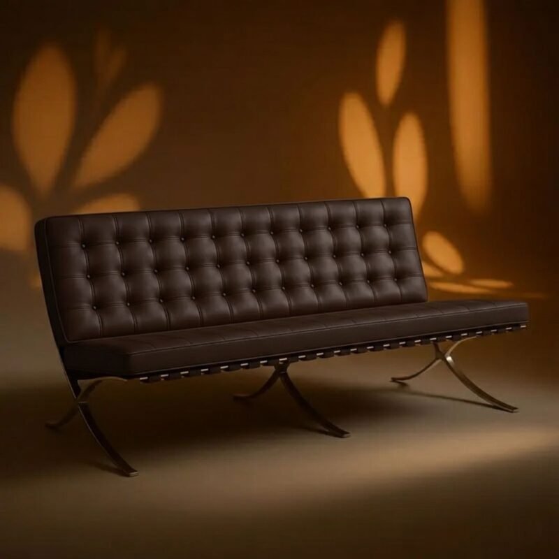 fauteuil cuir moderne 3 places marron deveci design