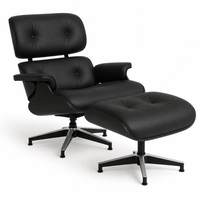 fauteuil design cuir veritable noir