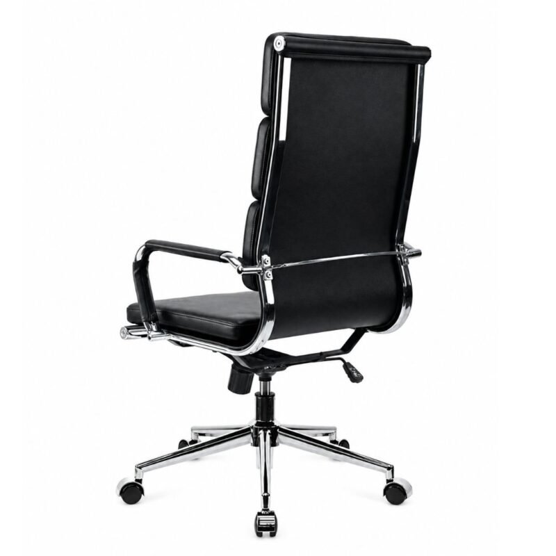 fauteuil direction design cuir noir aluminium chrome